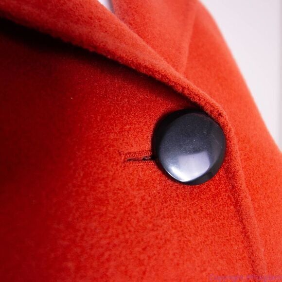 Carole Little 100% wool Orange blazer jacket with black button, size Petite - Picture 6 of 16